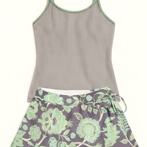 YY Gray and Green Floral Tankini Set